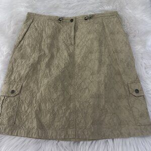 Woolrich womens beige textured high rise skirt 10 floral texture 100% cotton